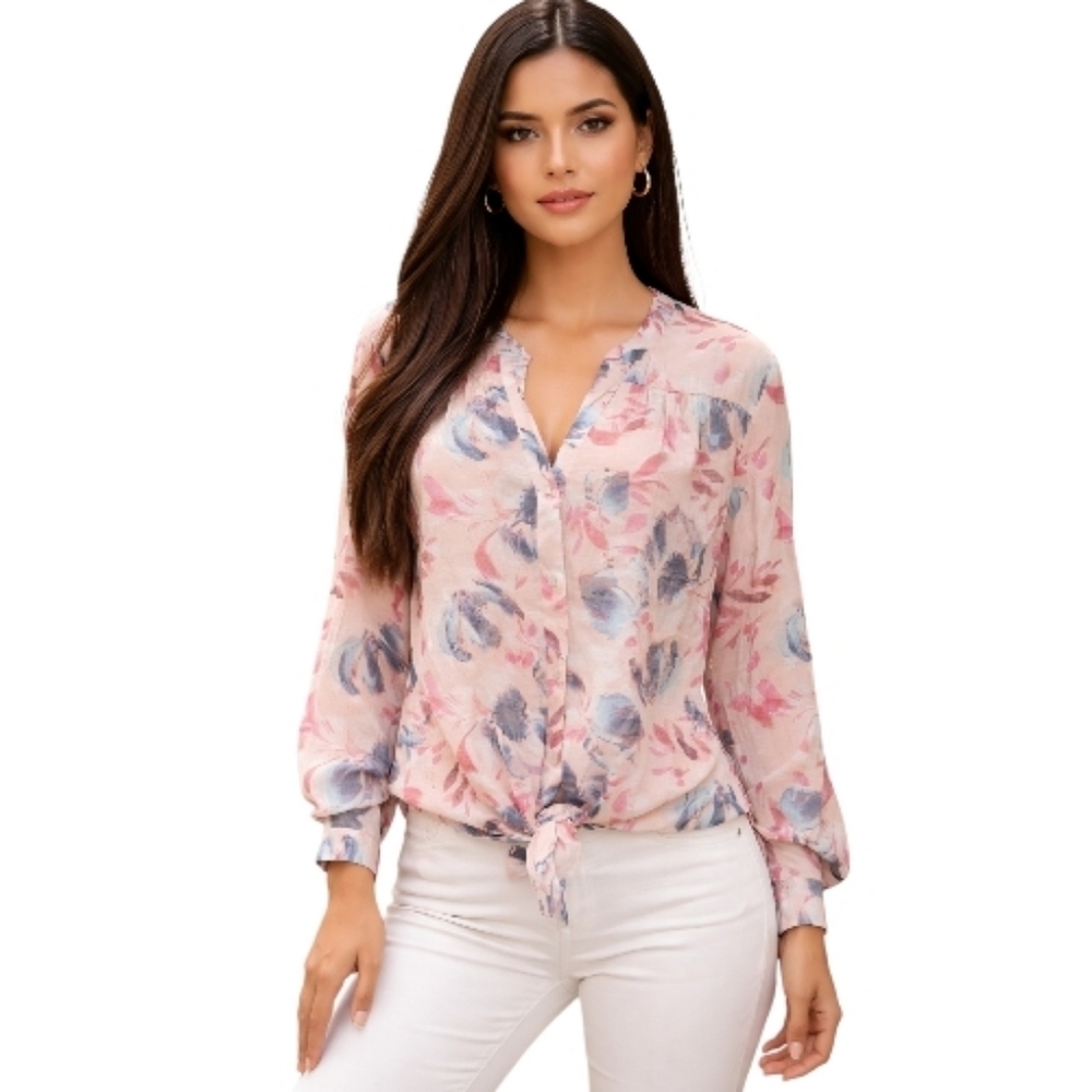 Floral Hope & Harlow Long Sleeve Women's Top. Size L.
